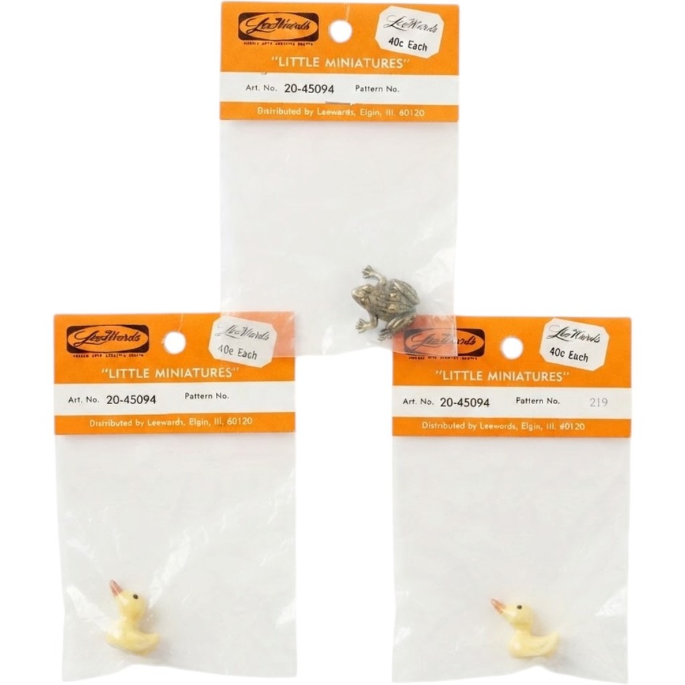 Vintage LeeWards Little Miniatures 3 Piece Lot(2) Ducks and (1) Turtle NEW